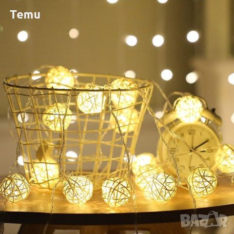 Коледни лампички декорация – крушки с батерии 10 броя "1 цвят ,като на снимките големина на топките 