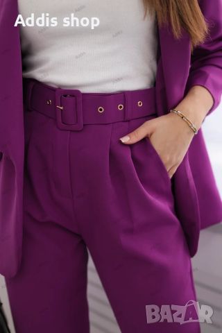 Елегантен дамски комплект сако и панталон, 3цвята , снимка 10 - Костюми - 45796114
