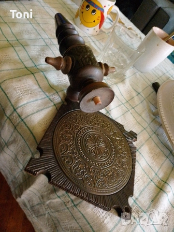 стар дървен винтидж ретро предмет не можем да определим какво е 2 части 