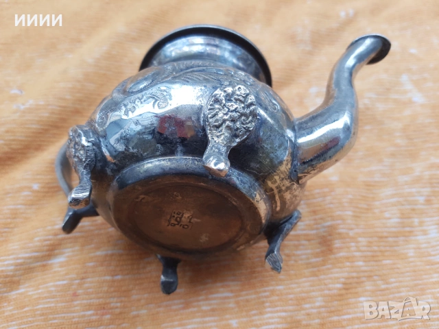 Посребрен чайник кана ибрик, снимка 3 - Антикварни и старинни предмети - 53204815