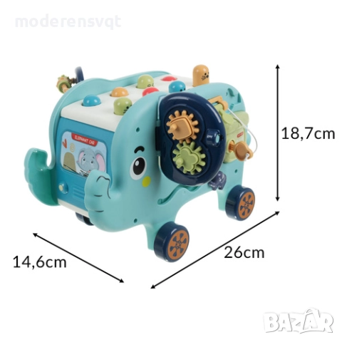 Образователен слон - Монтесори пъзел, манипулационна дъска, блокчета, чук, снимка 7 - Образователни игри - 52402677