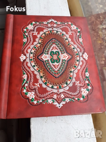 Стар луксозен японски фото албум за снимки с кожени корици