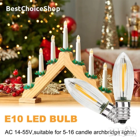 10 броя комплект Димируеми E10 LED крушки COB 0.2W 10–55V топъл цвят 15 000 часа, снимка 4 - Крушки - 53406801
