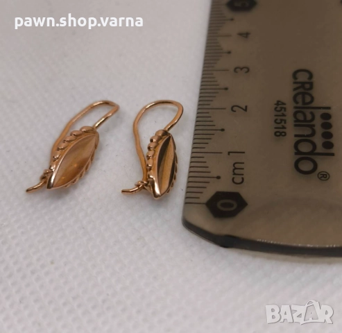 Златни обеци – съветско злато, проба 583, 14 карата, снимка 6 - Обеци - 51852016