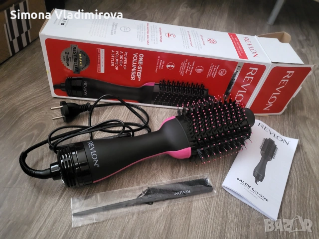Електрическа четка за коса One-Step, Revlon, 2 в 1, черна, 1100W, за всички типове коса