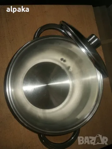 Италианска 5-литрова тенджера алпака, двойно дъно, снимка 3 - Съдове за готвене - 50315247