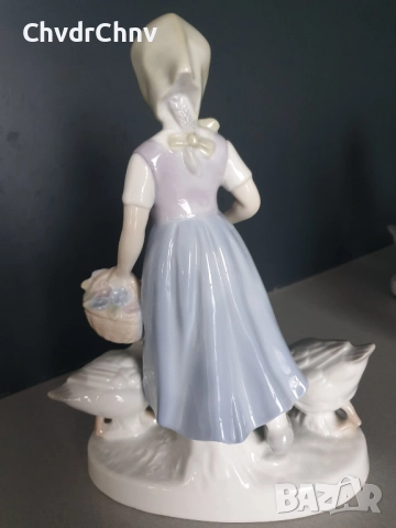 GDR статуетки 19-22см/ГДР Графентал стара немска порцеланова фигура-композиция/момиче с гъски-патки, снимка 4 - Статуетки - 52495990