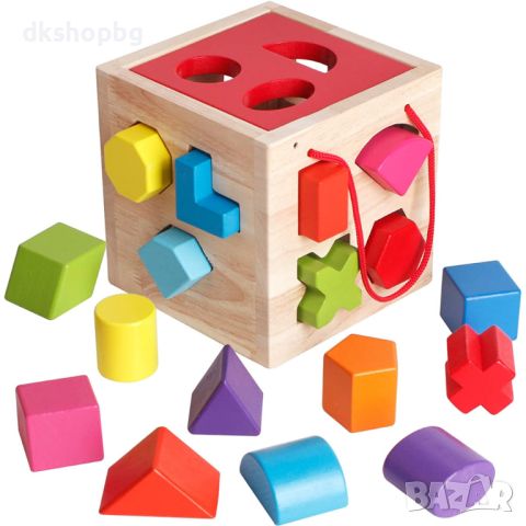 3582 "Дървеният куб с отвори и геометрични фигури, снимка 9 - Образователни игри - 45792033
