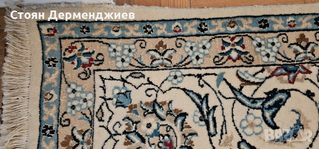 Оригинален персийски килим Наин, снимка 4 - Килими - 50567744