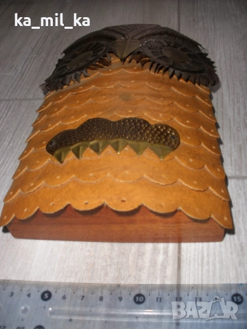 Касичка-Бухал-дърво и кожа, снимка 4 - Колекции - 52567582