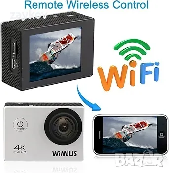 WIMIUS Q1 4K екшън камера Wifi Ultra HD 16MP Водоустойчива спортна камера 2.0'' 170°, снимка 5 - Камери - 46865825