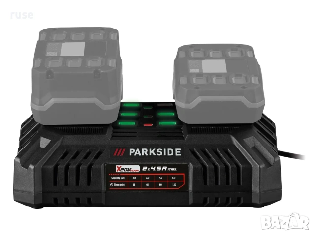 НОВИ! Двойно бързо зарядно Parkside 20V 2x 4.5A, снимка 4 - Други инструменти - 53426876