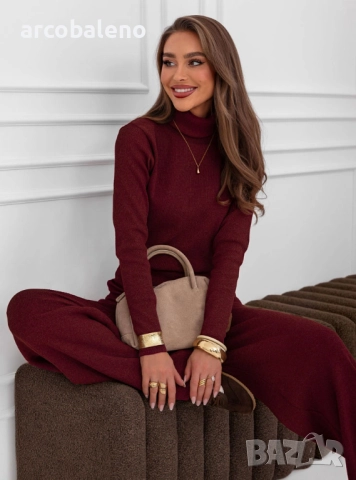 Дамски комплект от две части от блуза с поло яка и широки панталони Kimbree, 4цвята , снимка 14 - Комплекти - 52250902