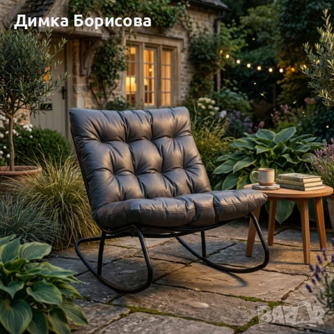 Комфортен люлеещ се стол с дебела възглавница , снимка 3 - Столове - 53990526