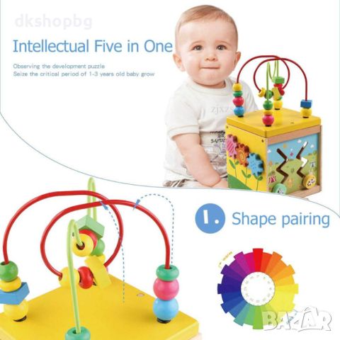 3539 Детски дървен дидактически куб 5 в 1, снимка 6 - Образователни игри - 45791442