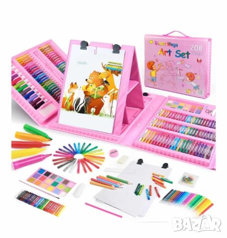 Детски комплект за рисуване в куфар от 208 части / Цвят: Син, розов. /  