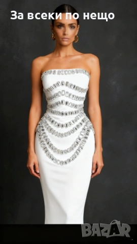 Дамска Черна Дълга Стилна И Елегантна Рокля За Специални Поводи С Камъни - 2 Цвята Код Roni12, снимка 2 - Рокли - 53807486