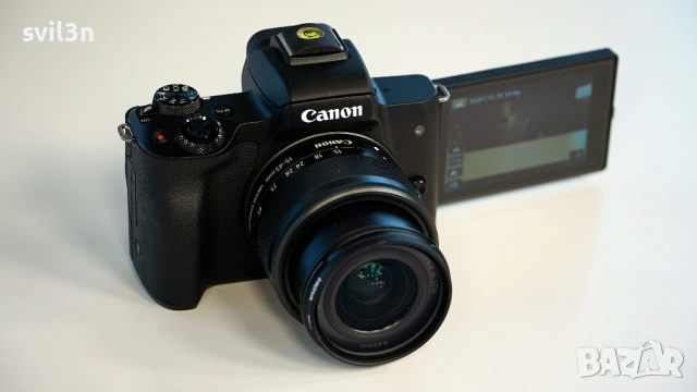 Canon EOS M50 Mark II + Обектив 15-45mm, снимка 7 - Фотоапарати - 53917465