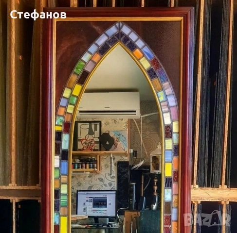 Голямо огледало за стена с витраж, снимка 3 - Декорация за дома - 53756412