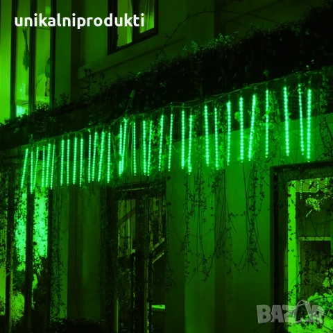 НОВО Падащ сняг коледни лампички снежно сини 3м х 50см 8бр. с функция стичаща светлина , снимка 3 - Лед осветление - 52678861