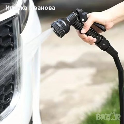 Гъвкав разтеглив градински маркуч 30м – Пълен комплект с пистолет (7 функции) и конектори, снимка 7 - Градински инструменти - 53408266