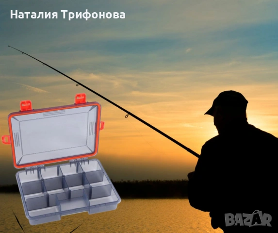 Сива кутия за рибарски принадлежности с оранжева закопчалка, m-k29, снимка 3 - Такъми - 54178954