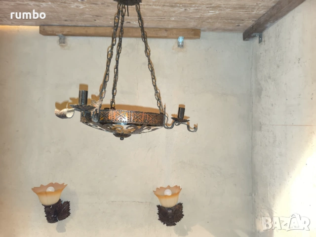 Продавам полилей с 2бр.стенни лампи, снимка 11 - Полилеи - 53375394