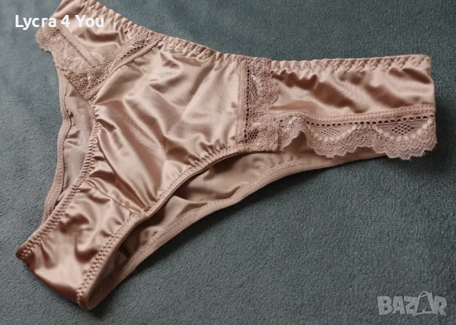 S нови лъскави сатенирани бикини в телесен цвят, снимка 4 - Бельо - 50305962