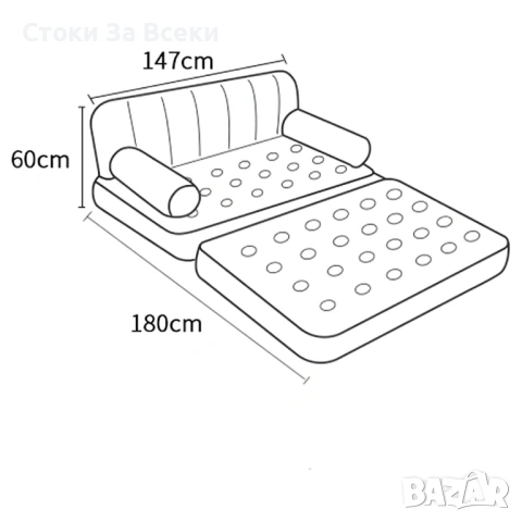 Двоен надуваем матрак с функция разтегателен диван, снимка 9 - Дивани и мека мебел - 53153445