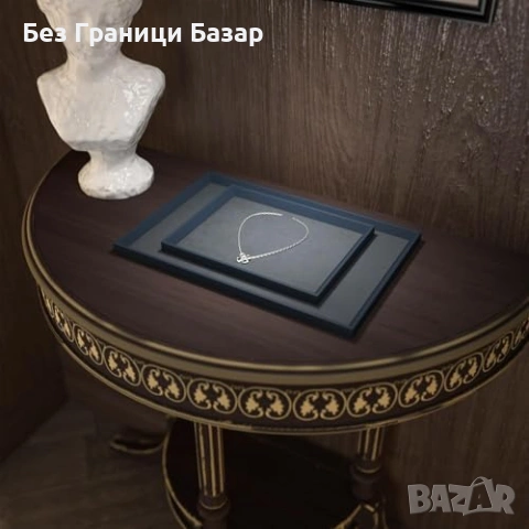 Нова Кожена поставка за бижута часовник органайзер синя 30x23 см табла, снимка 2 - Други стоки за дома - 53843271