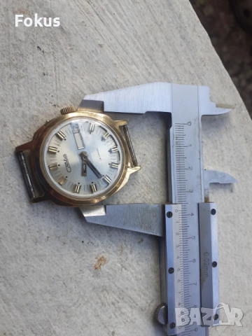 Мъжки механичен часовник Слава - 10 микрона позлата, снимка 6 - Антикварни и старинни предмети - 53267606