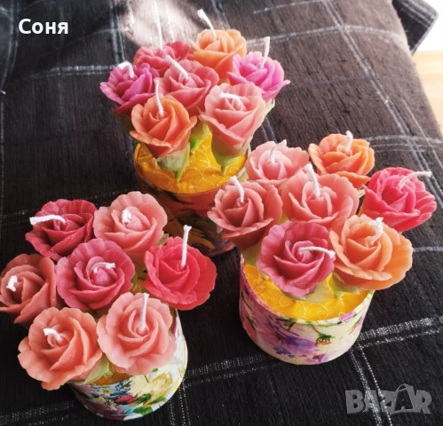 Букетчета от седем рози восъчни, ароматни, снимка 2 - Подаръци за жени - 53657724