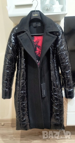 Ново дамско черно палто Junona Юнона манто яке кроп топ бюстие обувки ботуши