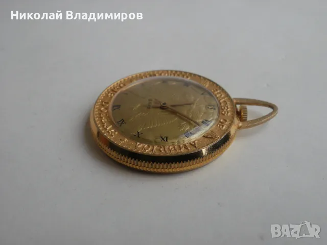  Rivo 1 долар швейцарски оригинален тип монета джобен арт деко часовник, снимка 12 - Мъжки - 49874260