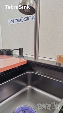 Мултифункционална кухненска мивка със смесител водопад |Tetra Sink|1NS30468TS-SD, снимка 11 - Мивки - 45913154