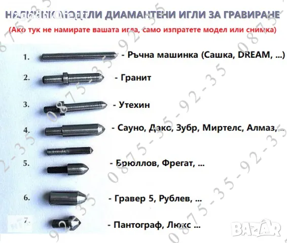 Диамантени игли за CNC гравиращи машини на портрети върху гранит, снимка 2 - Други машини и части - 48812867