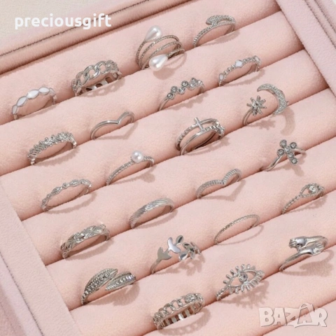 Комплект бижута - 23 броя пръстени, снимка 2 - Пръстени - 53083819