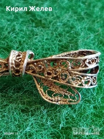 Стара сребърна брошка филигранна изработка уникална рядка 54175, снимка 4 - Други ценни предмети - 53777785