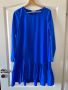 Разкошна къса синя ежедневно елегантна широка кройка рокля волани къдри , снимка 5