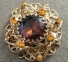 Винтидж чешка брошка с цитриново стъкло от 50-те, снимка 3