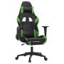 vidaXL Масажен гейминг стол с подложка черно и зелено изкуствена кожа(SKU:345460, снимка 1 - Столове - 45732699