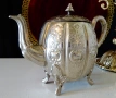 Посребрен меден чайник,кана,ковани орнаменти Шефилд,печат. , снимка 6