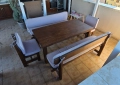 К-т дървена маса две пейки и два стола от БУК, снимка 7