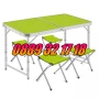 Сгъваема къмпинг маса с 4 стола 120х60 см, градинска маса 120х60 със столчета, зелена, снимка 2