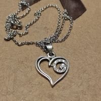 Сребърен синджир с висулка сърце (261), снимка 1 - Колиета, медальони, синджири - 45586121