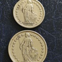 2 франка 1921 год.и 1 франк 1920 год., Швейцария, сребро, тегло 10 и 5 гр.,835/1000, снимка 1 - Нумизматика и бонистика - 45605307