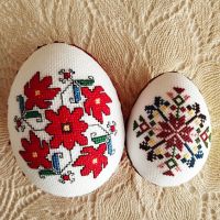 Яйца с бродерии, шевици, Великден, снимка 1 - Декорация за дома - 45088338