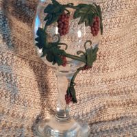 Чаша за вино декорирана с полимерна глина , снимка 3 - Чаши - 45335921