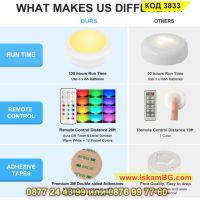 Многоцветни безжични LED лампи с дистанционно 3 броя в комплект - КОД 3833, снимка 13 - Декорация за дома - 45143882