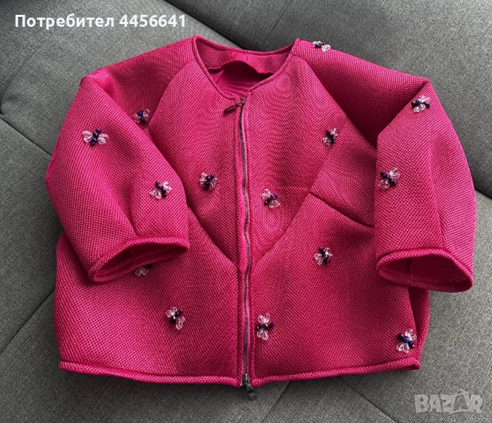 Неопреново яке с нашити кристални буболечки, снимка 1
